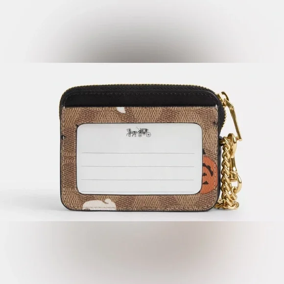 COACH | Zip Card Case In Signature Canvas With Halloween Print 🐈‍⬛🎃 - Picture 3 of 4